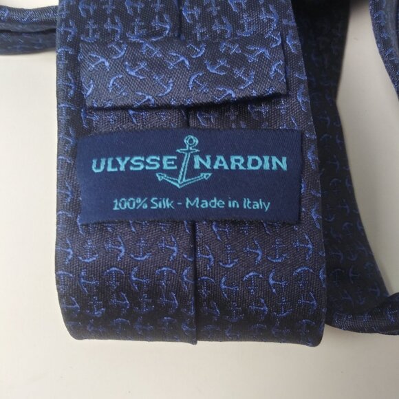 Ulysse Nardin Silk Tie Very Rare Blue Anchors Made In Italy Mint Condition - Picture 1 of 6